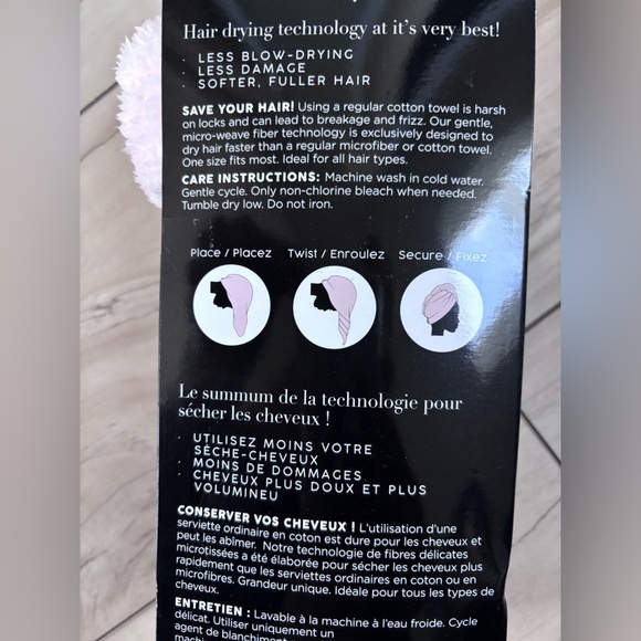 Pink Hair Drying Towel with Button - Picture 2 of 3